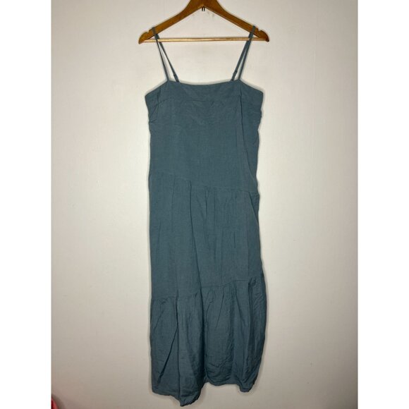 Sim & Sam Dresses & Skirts - Sim & Sam Womens Blue Linen Blend Midi Dress Tiered Size Large New